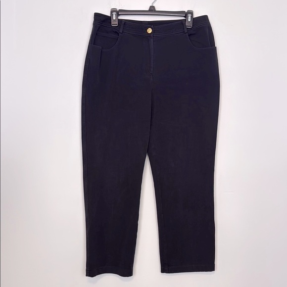 ST. JOHN Faded Black Denim Bootcut/Wide Leg Pants. Size 12. - Picture 1 of 10